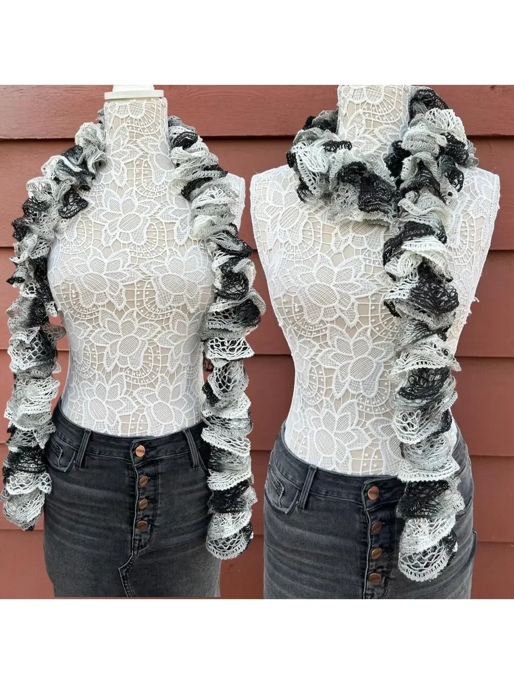 Monochrome Muse Ruffle Boa Scarf